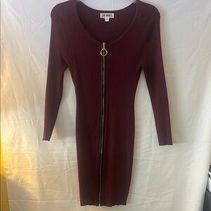 Deep Wine Zip-Front Dress